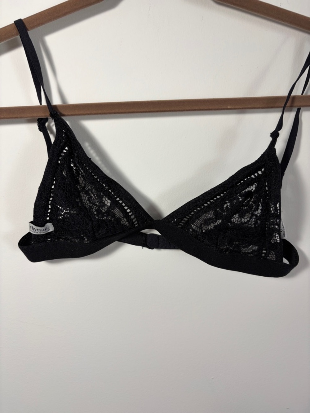 Rhythm. Belle Black Lace Bralette Triangle with Adjustable Straps-Sz Small